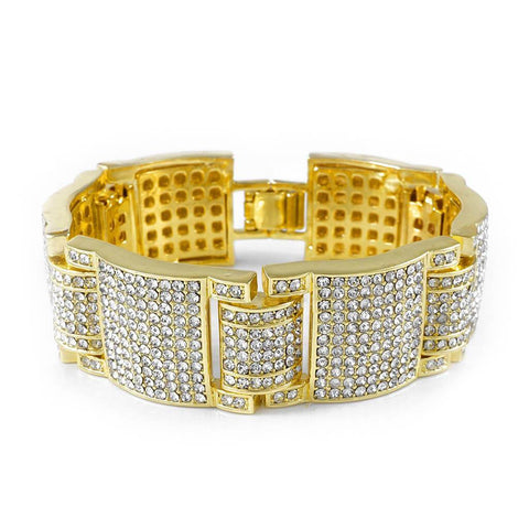 14k Gold Iced Large Link Bracelet