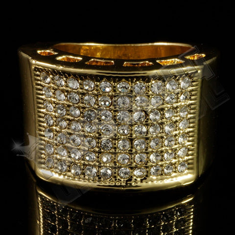 14k Gold Iced Micropave Pinky Ring