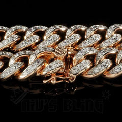 18K Rose Gold Iced Cuban Link Bracelet