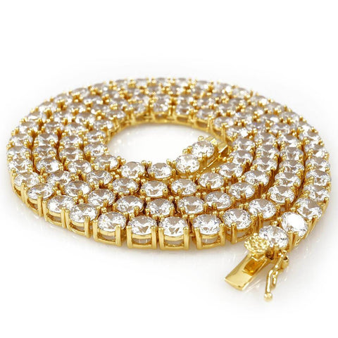 18k Gold 1 Row 5MM Iced Chain