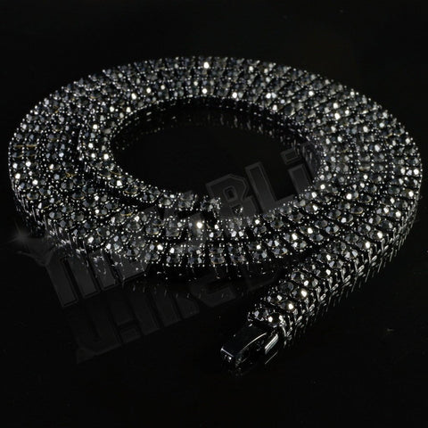 14k Black Gold Iced 2 Row Chain