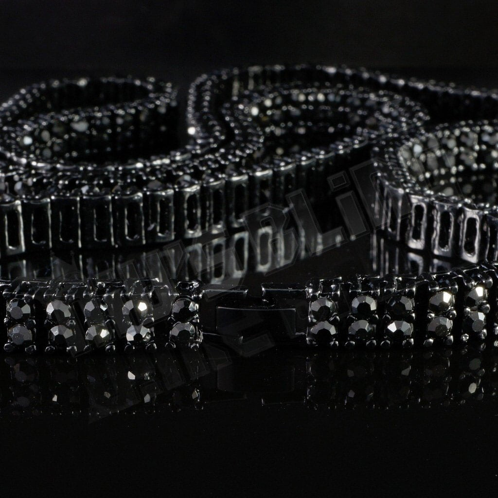 14k Black Gold Iced 2 Row Chain – Niv's Bling