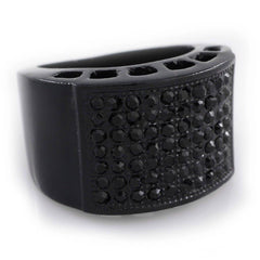 14k Black Gold Iced Micropave Pinky Ring