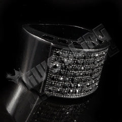 14k Black Gold Iced Micropave Pinky Ring