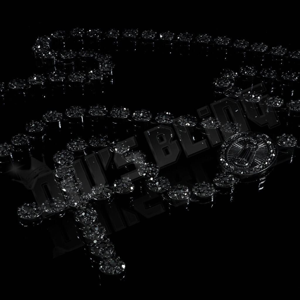 14k Black Gold Iced Rosary Flower Chain