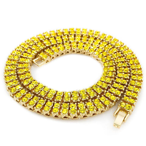 14k Canary 2 Row Iced Chain