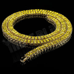 14k Canary 2 Row Iced Chain