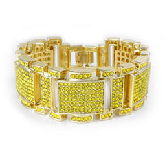 14k Canary Gold Iced Mini Goliath Bracelet