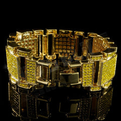 14k Canary Gold Iced Mini Goliath Bracelet