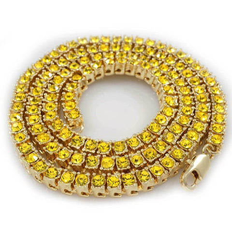 14k Canary Iced 1 Row Tennis Chain