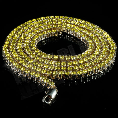 14k Canary Iced 1 Row Tennis Chain