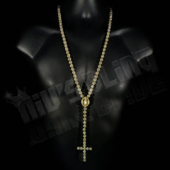 14k Canary Iced Rosary Flower Chain