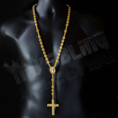 14k Canary Iced Rosary Square Chain