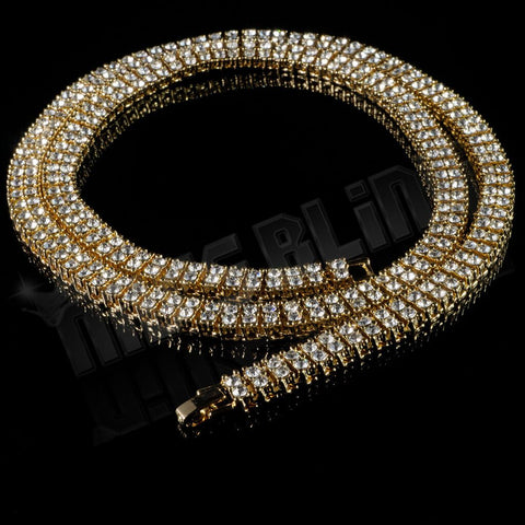 14k Gold 2 Row Iced Chain