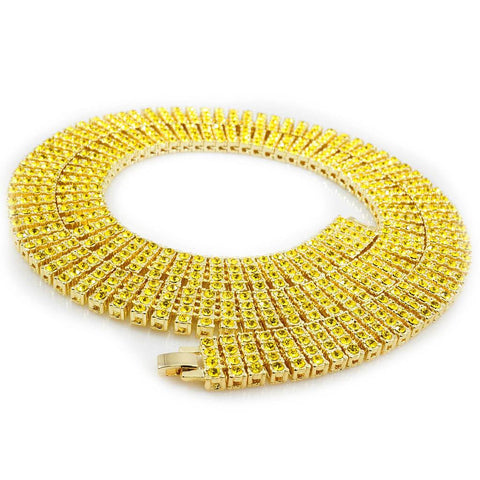 14k Gold Canary 4 Row Iced Chain