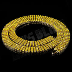 14k Gold Canary 4 Row Iced Chain