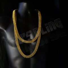 14k Gold Canary 4 Row Iced Chain