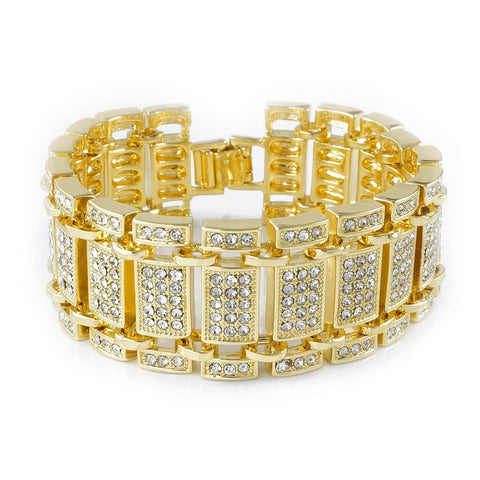 14k Gold Iced Ladder Bracelet