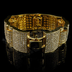 14k Gold Iced Large Link Bracelet