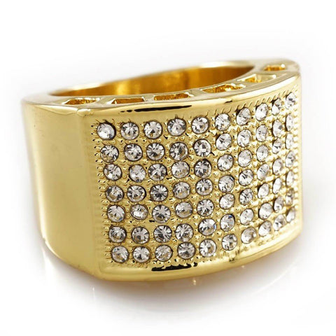 14k Gold Iced Micropave Pinky Ring