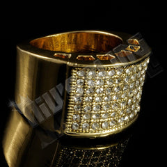 14k Gold Iced Micropave Pinky Ring