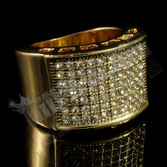 14k Gold Iced Micropave Pinky Ring