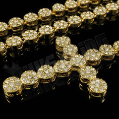 14k Gold Iced Rosary Flower Chain