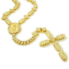 14k Gold Iced Rosary Shapes Chain