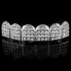 14k Iced CZ Silver Grillz