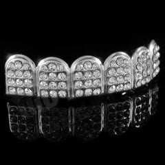 14k Iced CZ Silver Grillz