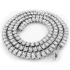 14k White Gold Iced 1 Row Chain