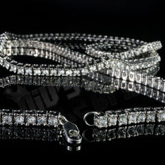 14k White Gold Iced 1 Row Chain