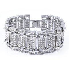 14k White Gold Iced Ladder Bracelet