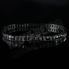 18K Black Gold 1 Row Princess Cut Bracelet