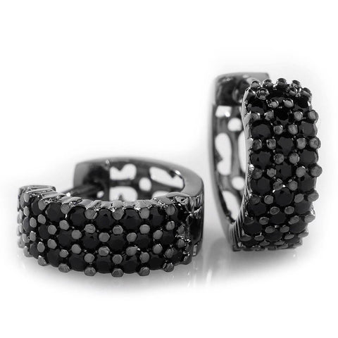 18K Black Gold 3 Row Huggie Hoop Earring