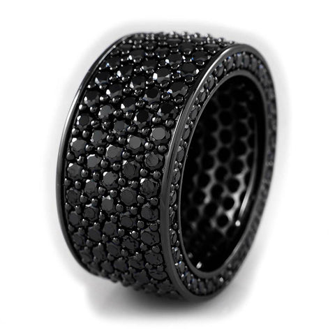 18K Black Gold Iced Eternity Wedding Ring