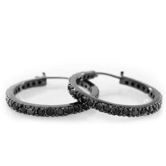 18K Black Gold Iced Hoop Earrings