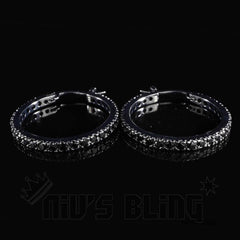 18K Black Gold Iced Hoop Earrings