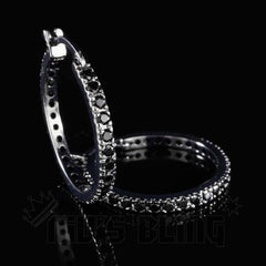 18K Black Gold Iced Hoop Earrings