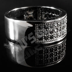 18K Black Gold Iced Micropave Engagement Pinky Ring