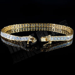 18K Gold 1 Row Princess Cut Tennis Bracelet