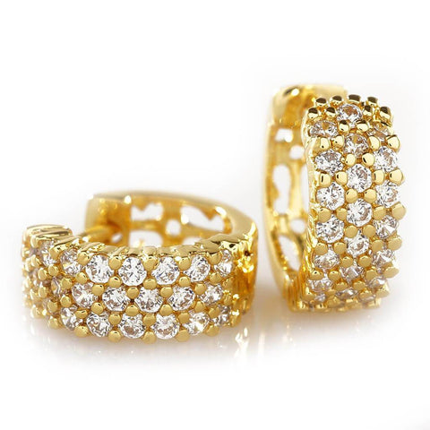 18K Gold 3 Row Huggie Hoop Earrings