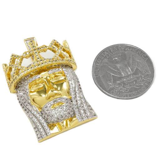 18K Gold Crowned Jesus Piece Pendant