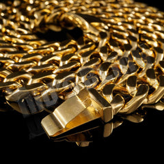 18K Gold Cuban Miami Chain Link Stainless Steel