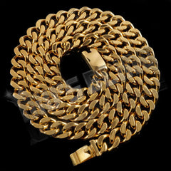 18K Gold Cuban Miami Chain Link Stainless Steel