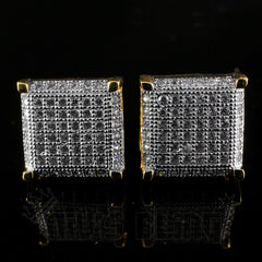 18K Gold Framed Square Stud Earrings