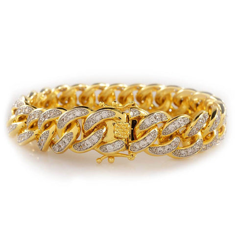 18K Gold Iced Cuban Link Bracelet