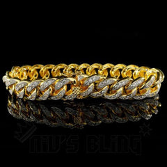 18K Gold Iced Cuban Link Bracelet
