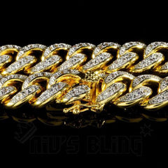 18K Gold Iced Cuban Link Bracelet