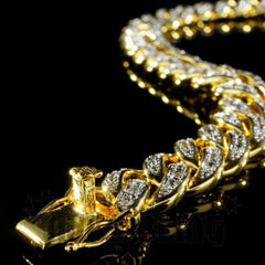 18K Gold Iced Cuban Link Bracelet